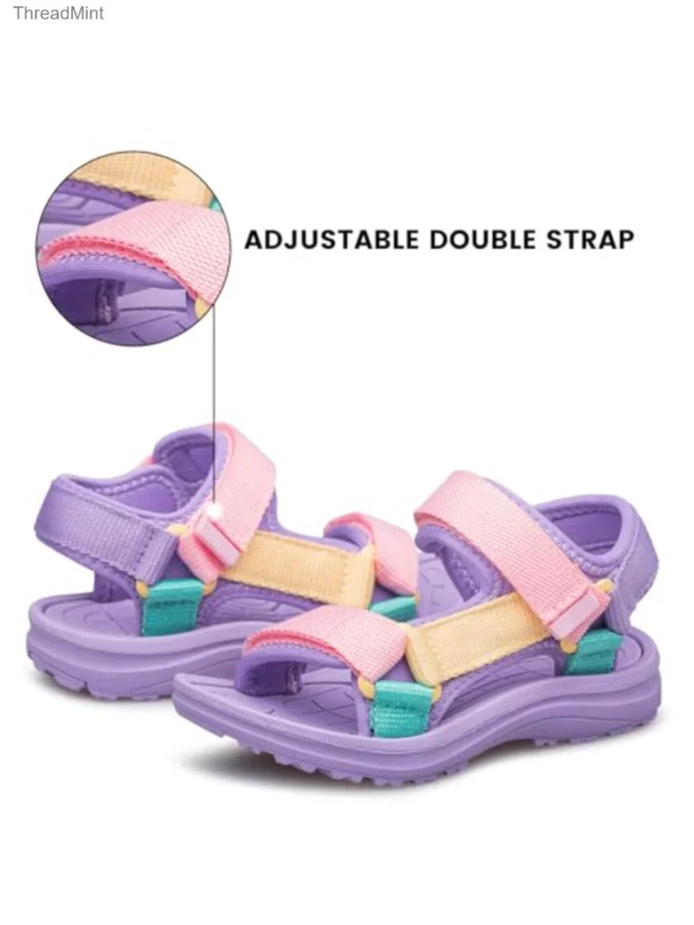 Kids Athletic Sandals Adjustable Double Strap Open Toe Water Friendly